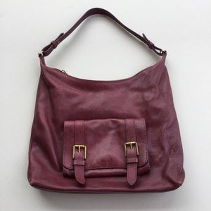 Fossil Pebbled Leather Bordeaux Hobo Bag
